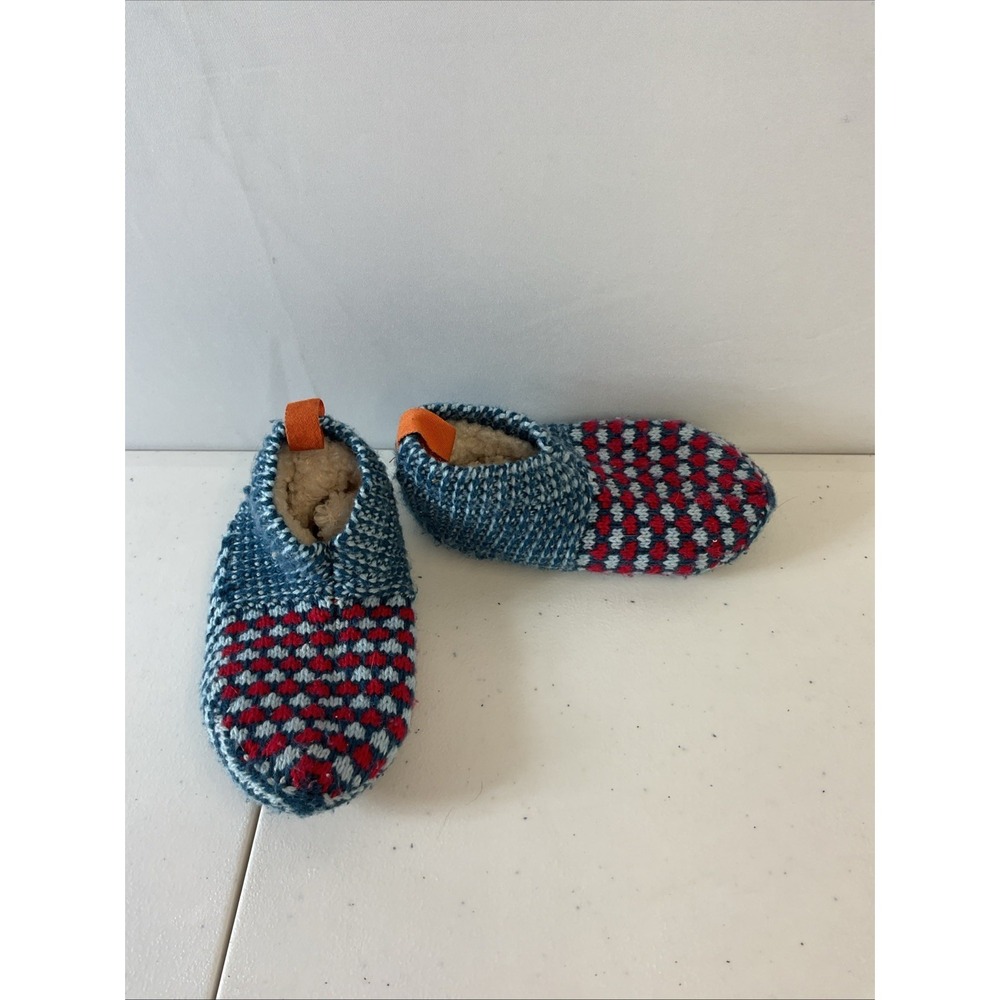 Bombas Toddler Kids Blue Red Knit Gripper Slippers Socks Size 5-7